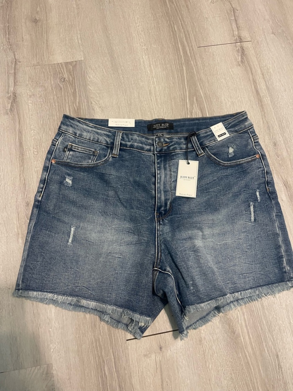 Judy Blue Faded Dark Blue Distressed Denim Shorts